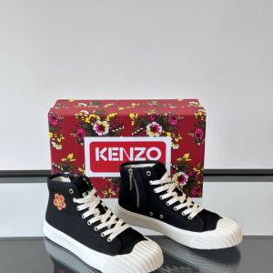 kenzo canvas high sneakers black