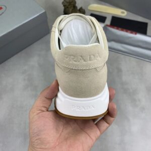 prada prax suede sneakers beige