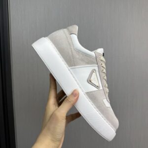 prada downtown suede re nylon sneakers off white