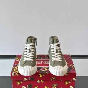 kenzo canvas high sneakers olive green