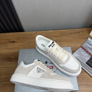 prada downtown suede re nylon sneakers off white