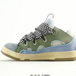 lanvin curb leather sneakers green blue