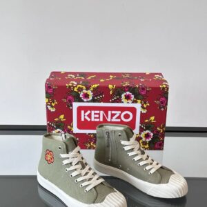 kenzo canvas high sneakers olive green