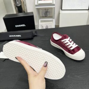 chanel vintage burgundy sneakers