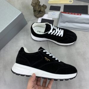 prada prax suede sneakers black