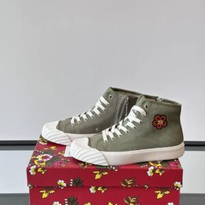 kenzo canvas high sneakers olive green