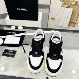 chanel 25c sneakers black white