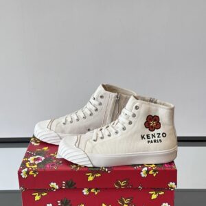kenzo canvas high sneakers white