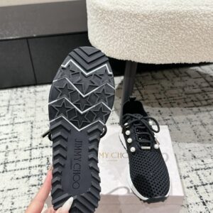 jimmy choo black knit sneakers