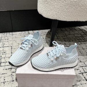 jimmy choo knit pearl sneakers blue