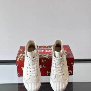kenzo canvas high sneakers white