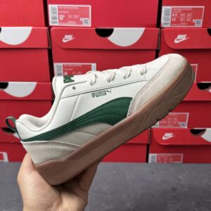 puma bread sneakers white green
