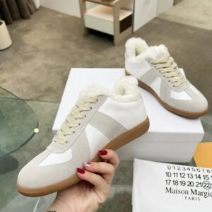 maison margiela mm6 shearling sneakers white