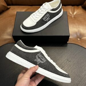 mcm skystream cubic monogram jacquard sneaker white grey