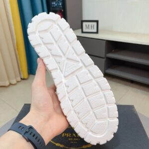 prada leather knit fabric sneakers white