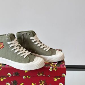 kenzo canvas high sneakers olive green