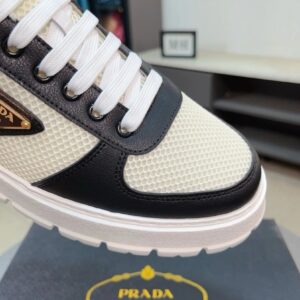 prada leather knit fabric sneakers brogue black