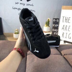 puma racing sneakers black white