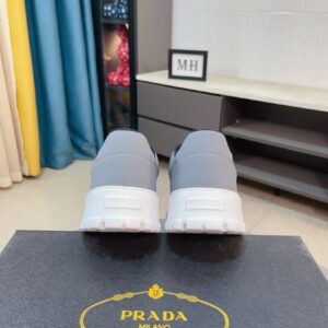 prada leather knit fabric sneakers gray white