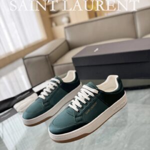 saint laurent leather sneakers sl61 green