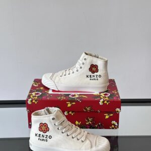 kenzo canvas high sneakers white