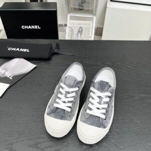 chanel vintage velvet sneakers grey