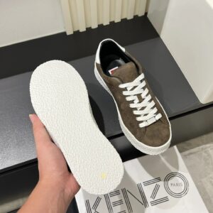 kenzo suede brown sneakers white accent