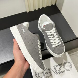 kenzo grey suede sneakers white accent