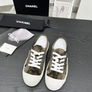 chanel vintage olive velvet sneakers