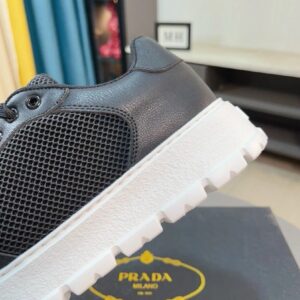 prada leather knit fabric sneakers black