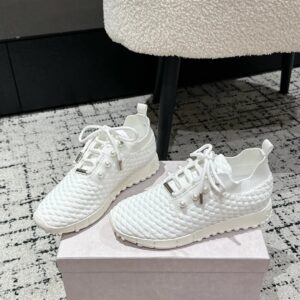 jimmy choo white knit sneakers