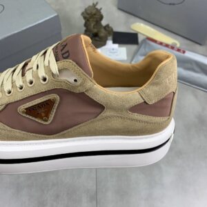 prada downtown suede re nylon sneakers brown