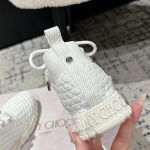 jimmy choo white knit sneakers