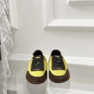 prada collapse re nylon sneakers yellow brown