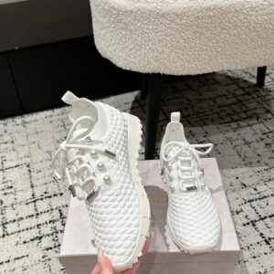 jimmy choo white knit sneakers