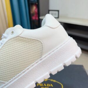 prada leather knit fabric sneakers white