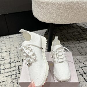 jimmy choo knit sneakers white