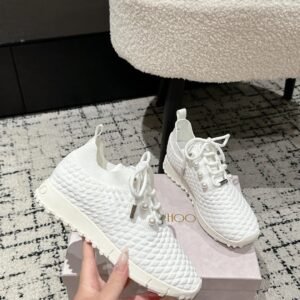 jimmy choo white knit sneakers