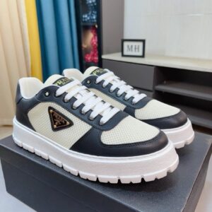 prada leather knit fabric sneakers brogue black