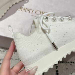 jimmy choo knit sneakers white