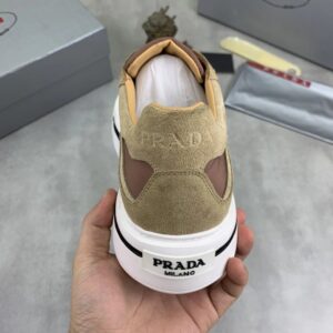 prada downtown suede re nylon sneakers brown