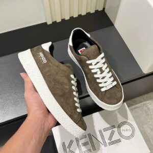 kenzo suede brown sneakers white accent