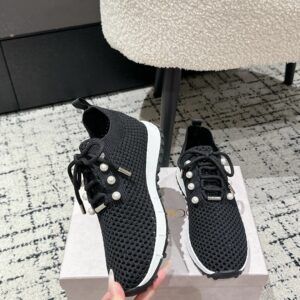 jimmy choo black knit sneakers
