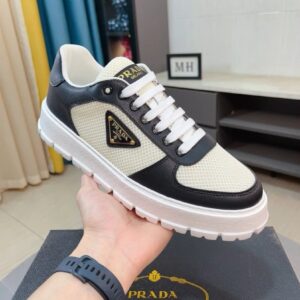 prada leather knit fabric sneakers brogue black