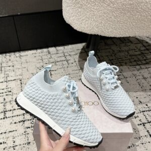jimmy choo knit pearl sneakers blue