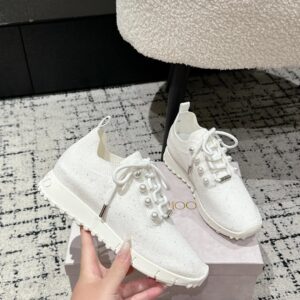 jimmy choo knit sneakers white