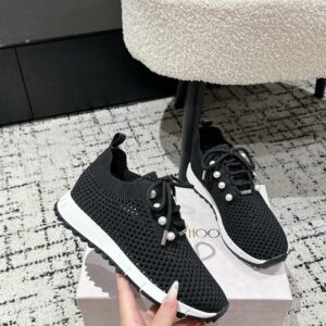 jimmy choo black knit sneakers