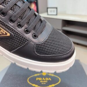 prada leather knit fabric sneakers black