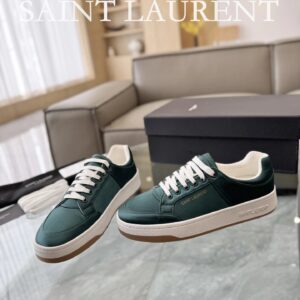 saint laurent leather sneakers sl61 green