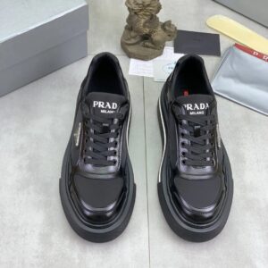 prada downtown leather re nylon sneakers black